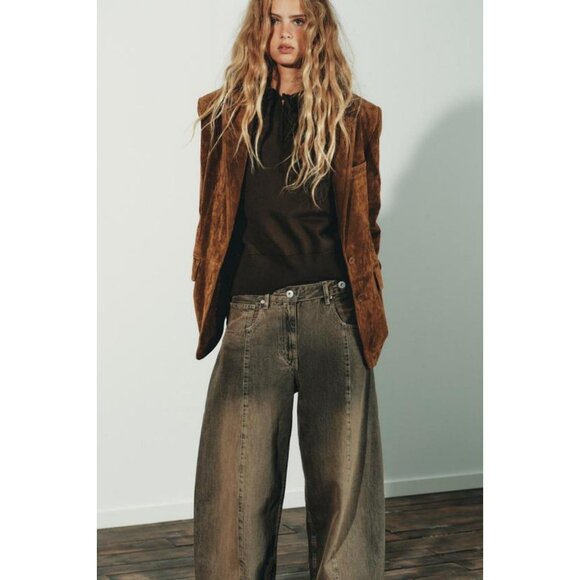 ZARA TRF OVERSIZE LOW-RISE JEANS - Picture 1 of 10